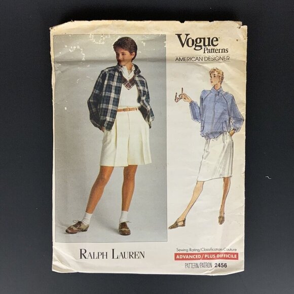 Vogue 2456 Ralph Lauren Jacket Shorts Skirt 8 10 12 Sewing Pattern 1990 UNCUT - Picture 1 of 3